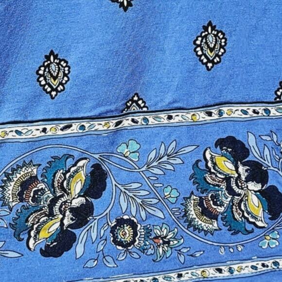 J Jill Wearever Collection Blue Paisley Border Print Tunic Top Women Size M Boho - Picture 5 of 9